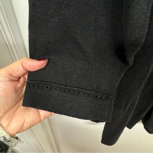 J.Jill Womens Solid Black Open Front Linen Blend Cardigan Sweater Size Large - Picture 7 of 10
